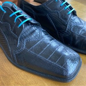 Exotic Crocodile and Lizard Derby Dress Shoes by David Eden Black Size 13US/46EU